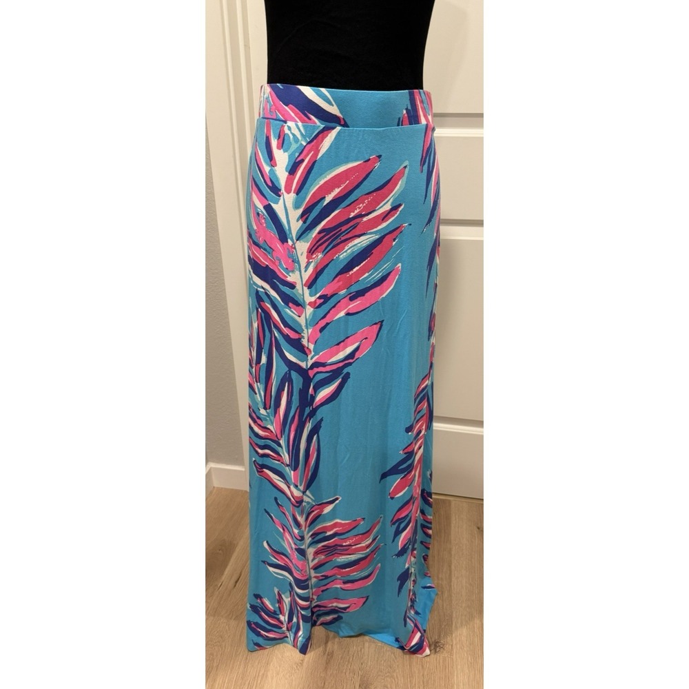 Lilly Pulitzer Nola Maxi SKIRT Seaspray Blue & Pink XS Resort Wear Beach